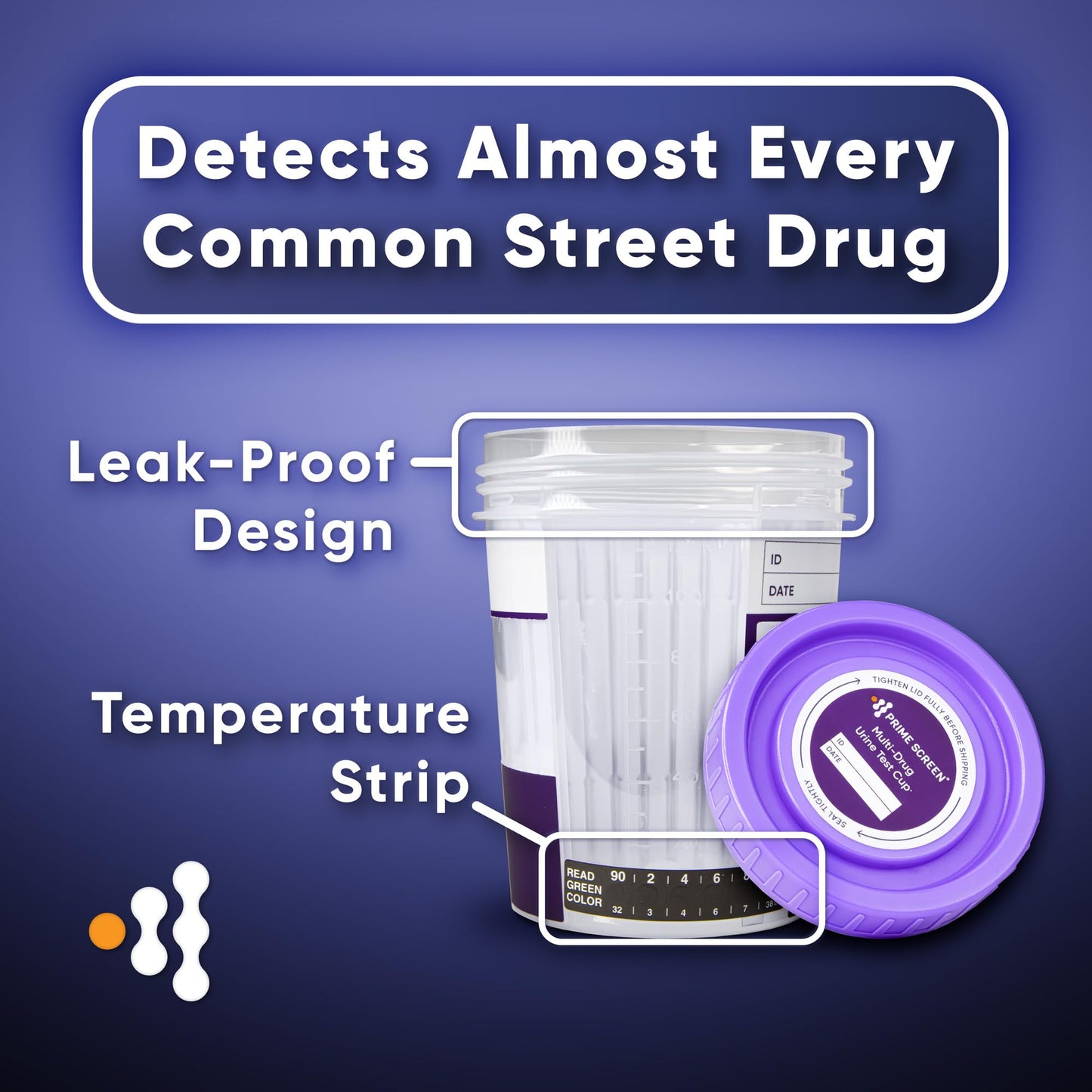 Prime Screen 16-Panel Urine Drug Test Compact Cup Kit (AMP,BAR,BUP,BZO,COC,mAMP,MDMA,MOP/OPI,MTD,OXY,PCP,THC,ETG,FTY,TRA,K2) – CDOA-9165EFTK