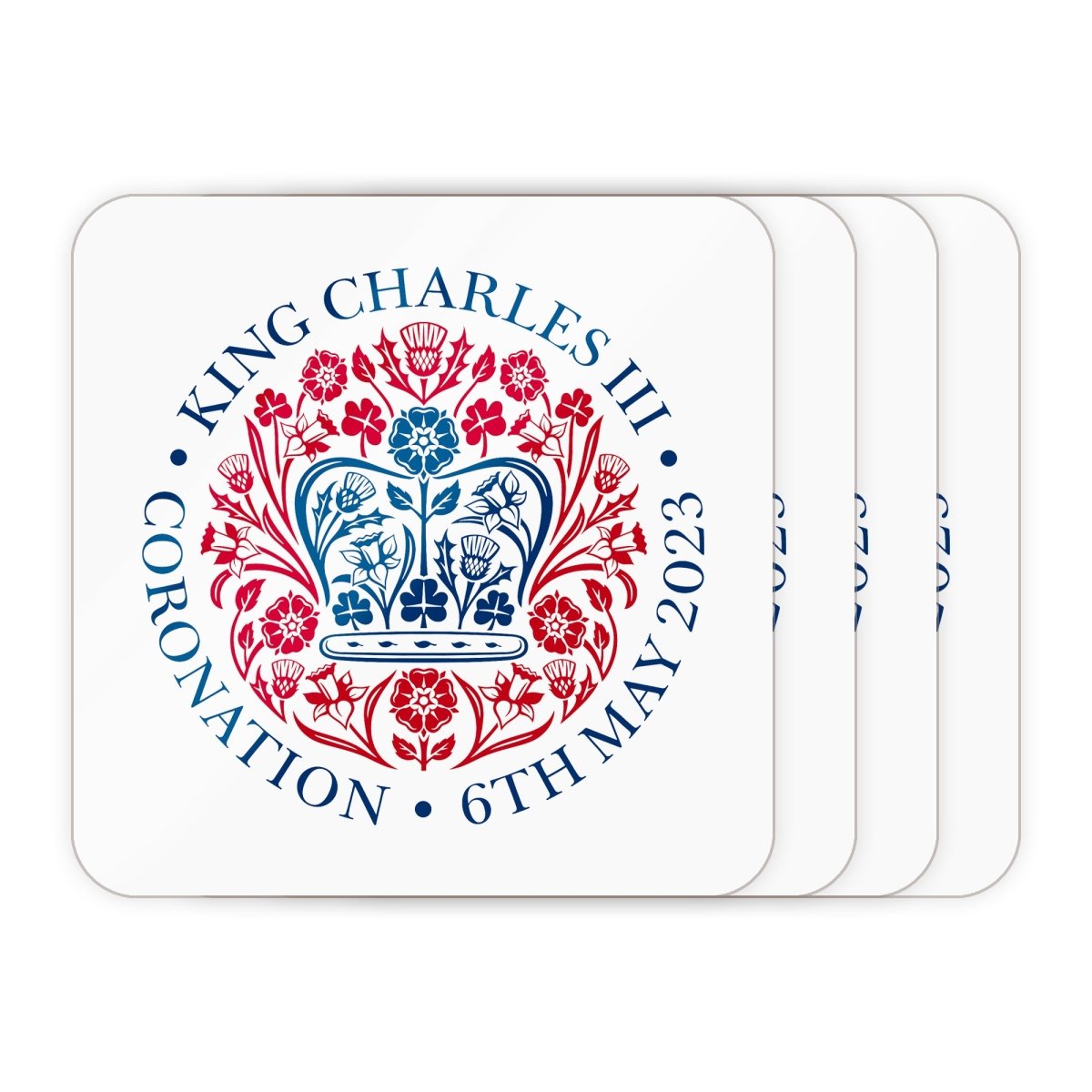 Printed Commemorative Coronation of the King Set of 4 Drinks Coasters
