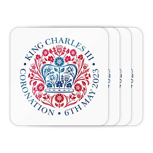 Printed Commemorative Coronation of the King Set of 4 Drinks Coasters