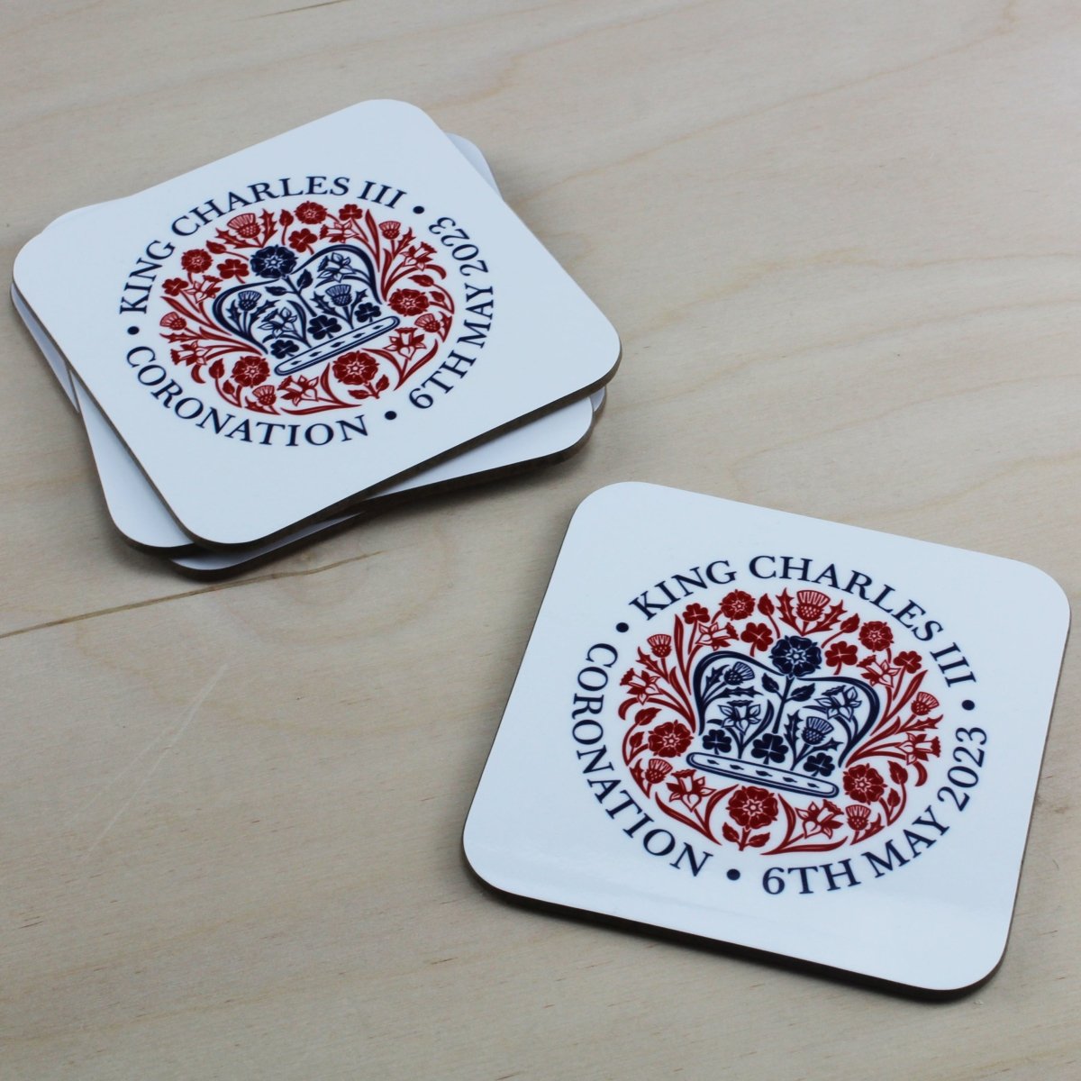 Printed Commemorative Coronation of the King Set of 4 Drinks Coasters