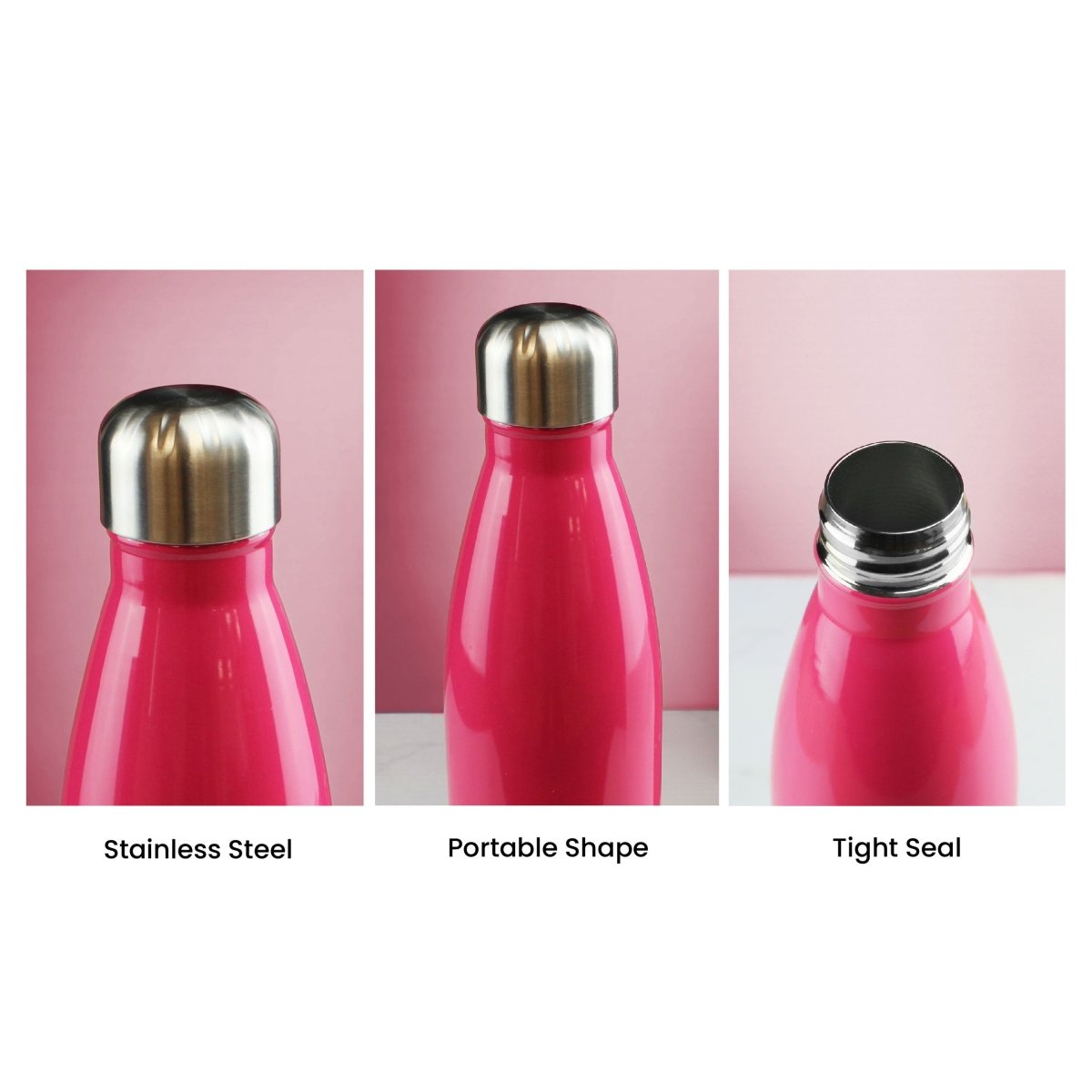 Printed Deep Pink Thermal Bottle, Any Message, Stainless Steel 500ml/17oz