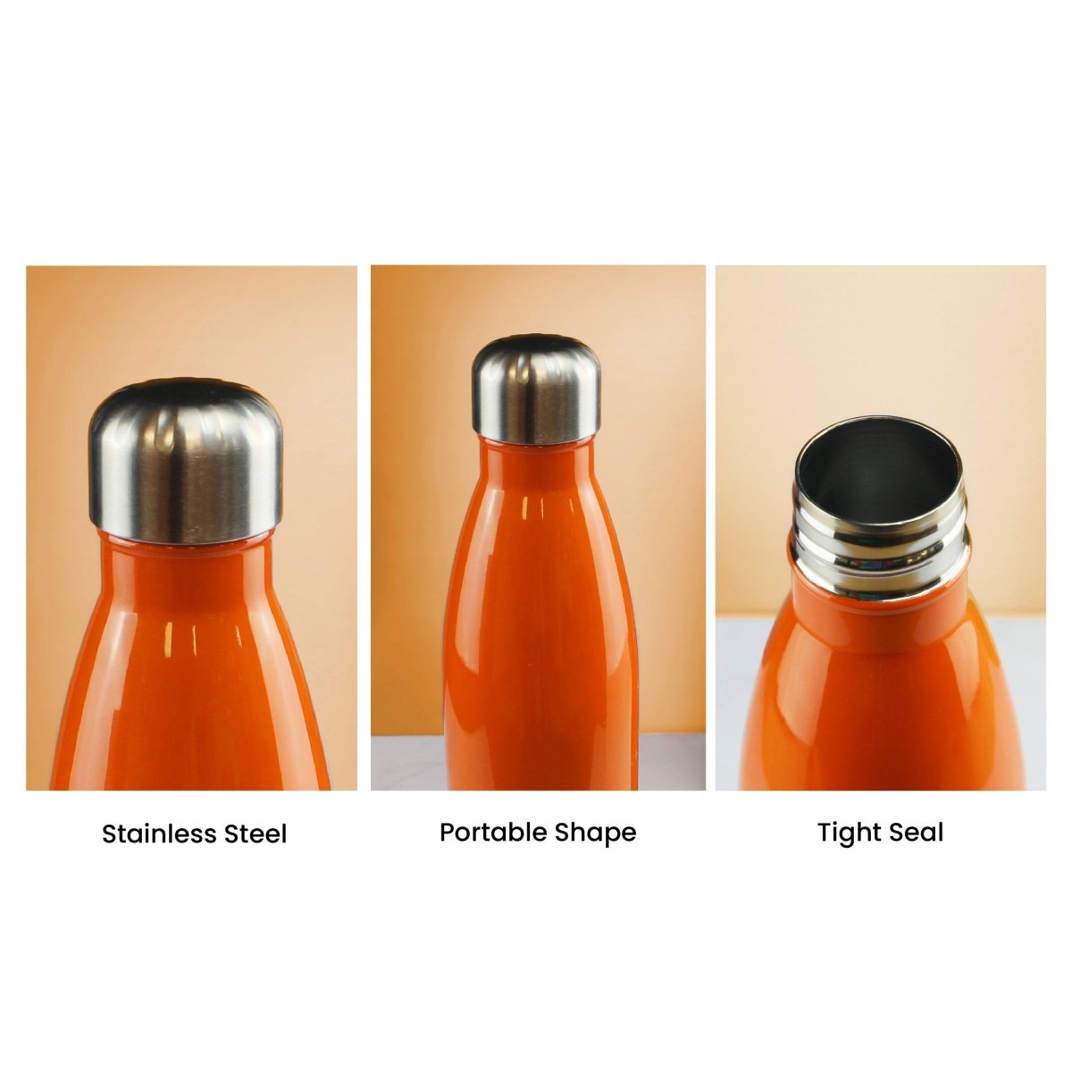 Printed Orange Thermal Bottle, Any Message, Stainless Steel 500ml/17oz