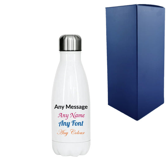 Printed White Thermal Bottle, Any Message, Stainless Steel 350ml/12.3oz