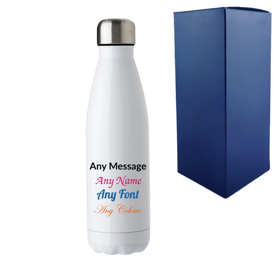 Printed White Thermal Bottle, Any Message, Stainless Steel 500ml/17oz