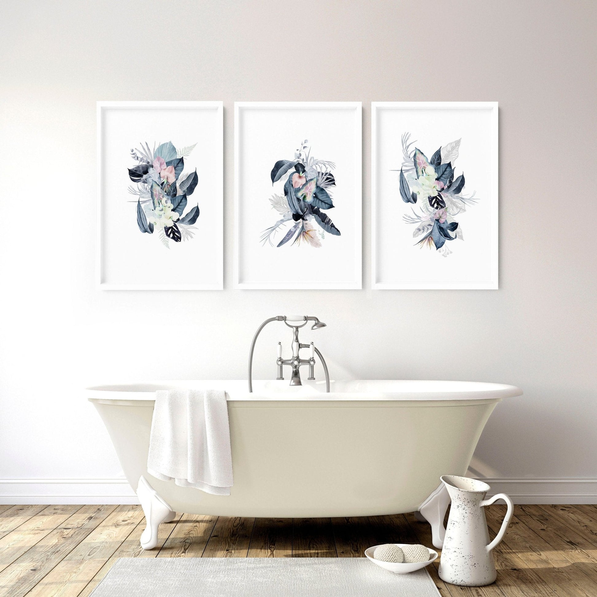 Prints for a bathroom wall | set of 3 Tropical wall art