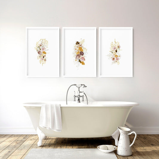 Prints for bathroom wall | set of 3 Shabby Chic wall art