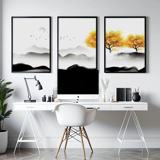 Office prints for the wall | set of 3 framed wall art