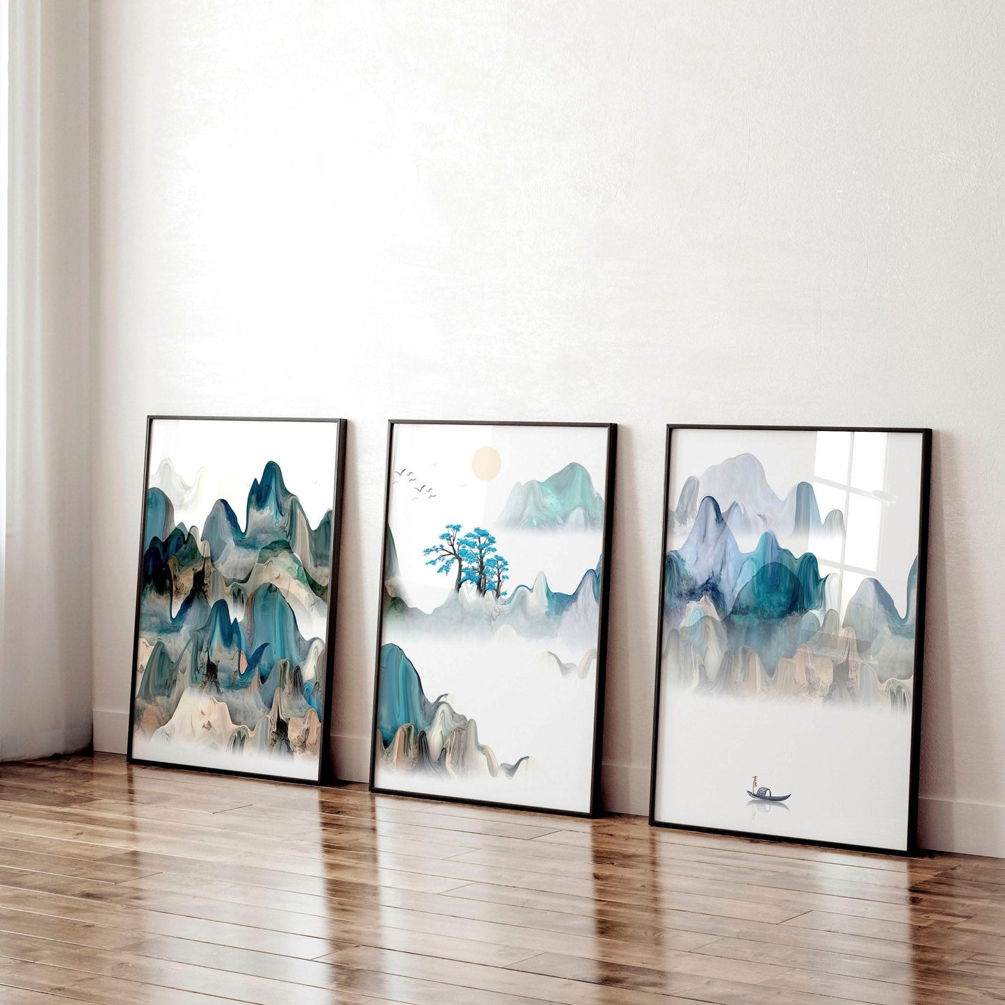 Japanese landscape art | set of 3 wall art for home office