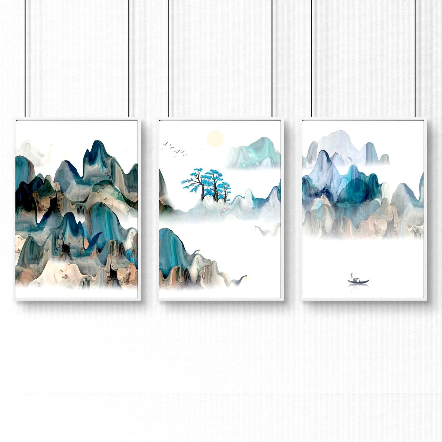Japanese landscape art | set of 3 wall art for home office