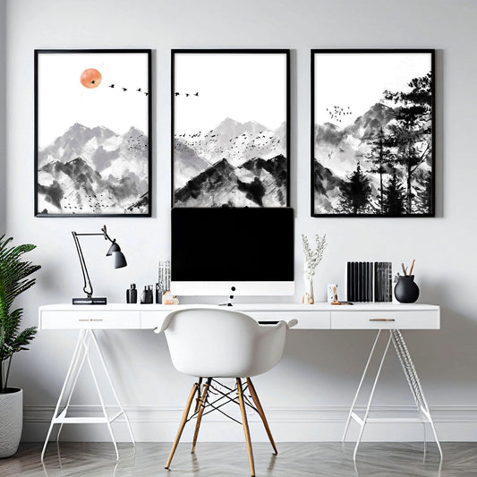 Workplace office design ideas | set of 3 Scandinavian wall art