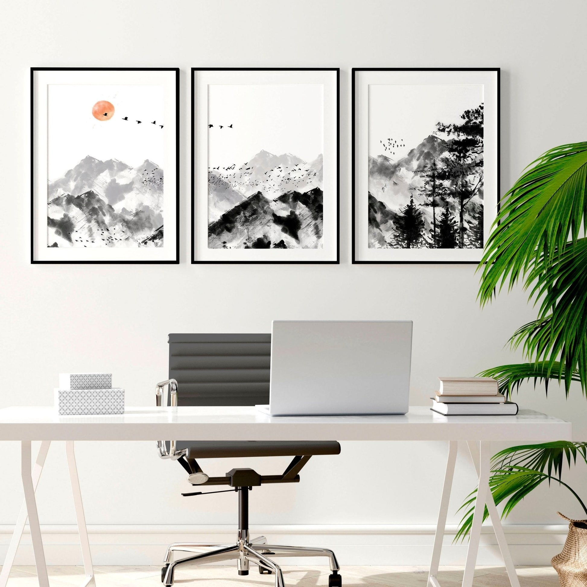 Workplace office design ideas  | set of 3 Scandinavian wall art