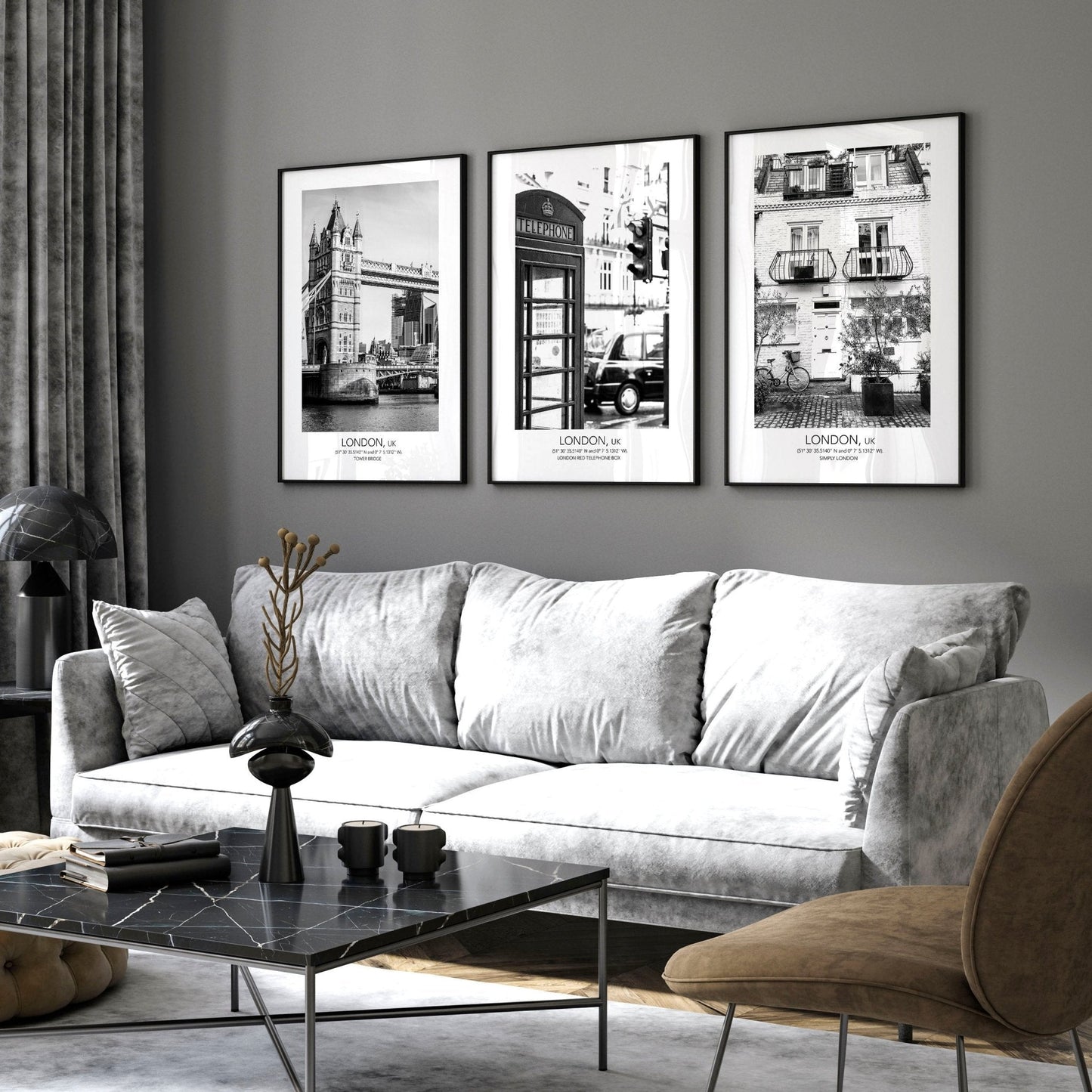 Prints of London | set of 3 wall art prints for living room