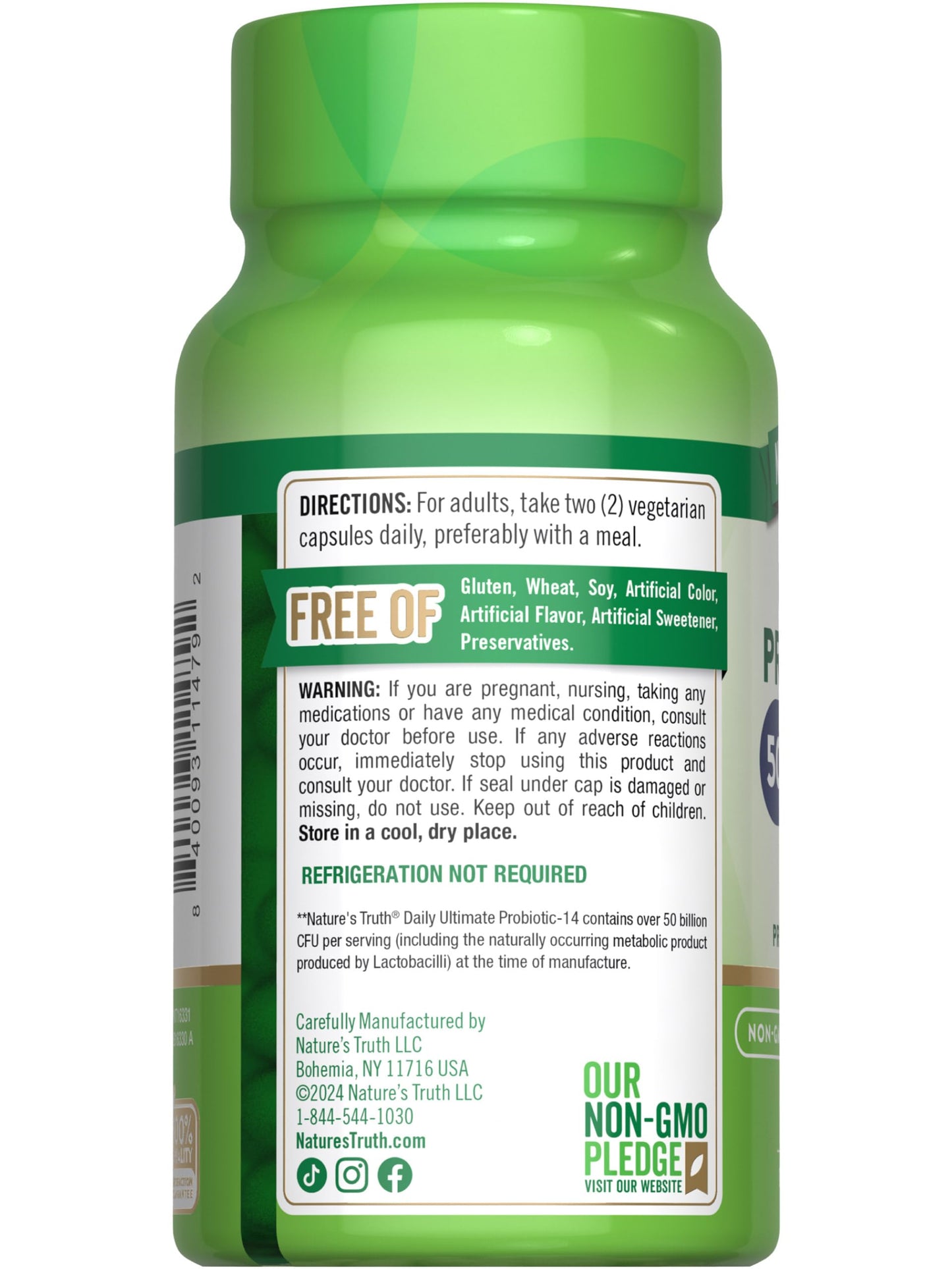 Nature's Truth Probiotic for Women and Men | 50 Billion CFU, 14 Strains, 60 Veg Capsules