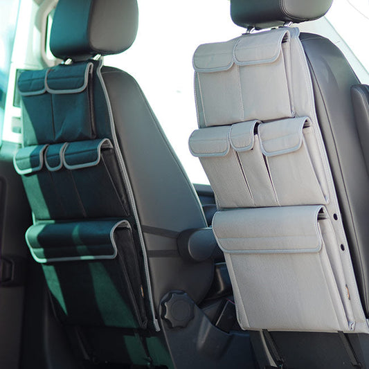 For VW T5 & T5.1 Transporter Leatherette Captain Seat Back Organiser Campervan Storage - Van-X