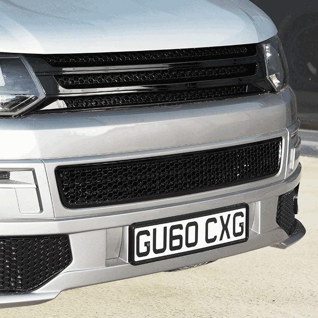 For VW T5.1 Transporter Gloss Black Honeycomb Bumper Grille Mesh | Ready to Fit | Van-X
