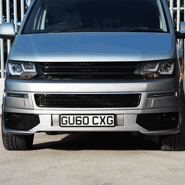 For VW T5.1 Transporter Gloss Black Honeycomb Bumper Grille Mesh | Ready to Fit | Van-X