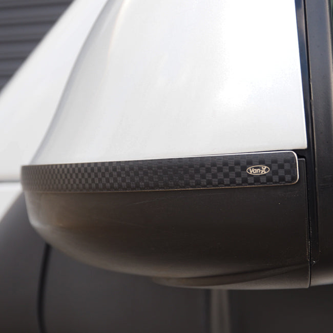 For VW T6.1 Transporter Wing Mirror Trims – Stainless Steel Carbon Film Covers | Van-X