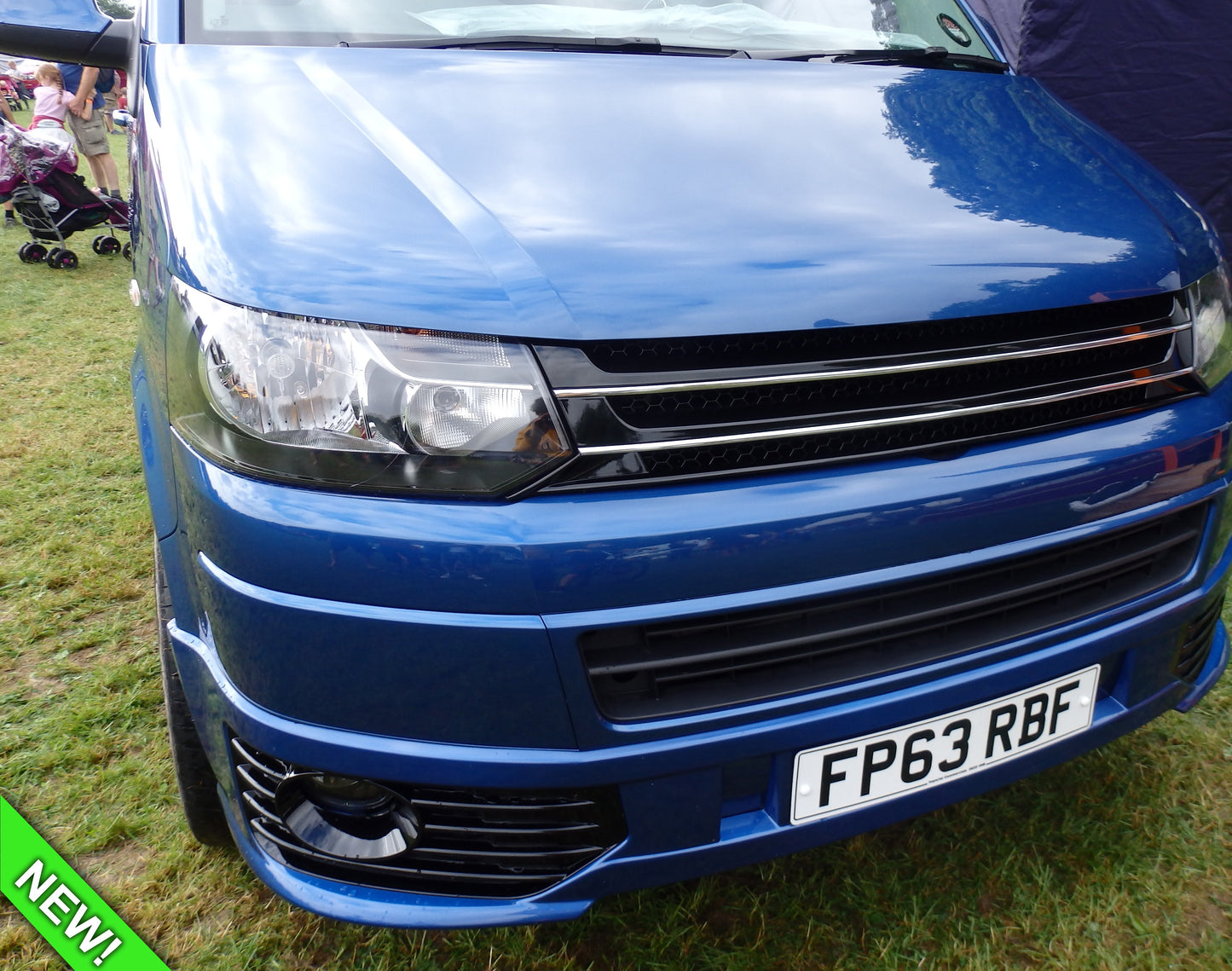 For VW Volkswagen T5.1 Front Badgeless Grille B-Grade – Gloss Piano Black Finish | Van-X - Clearance