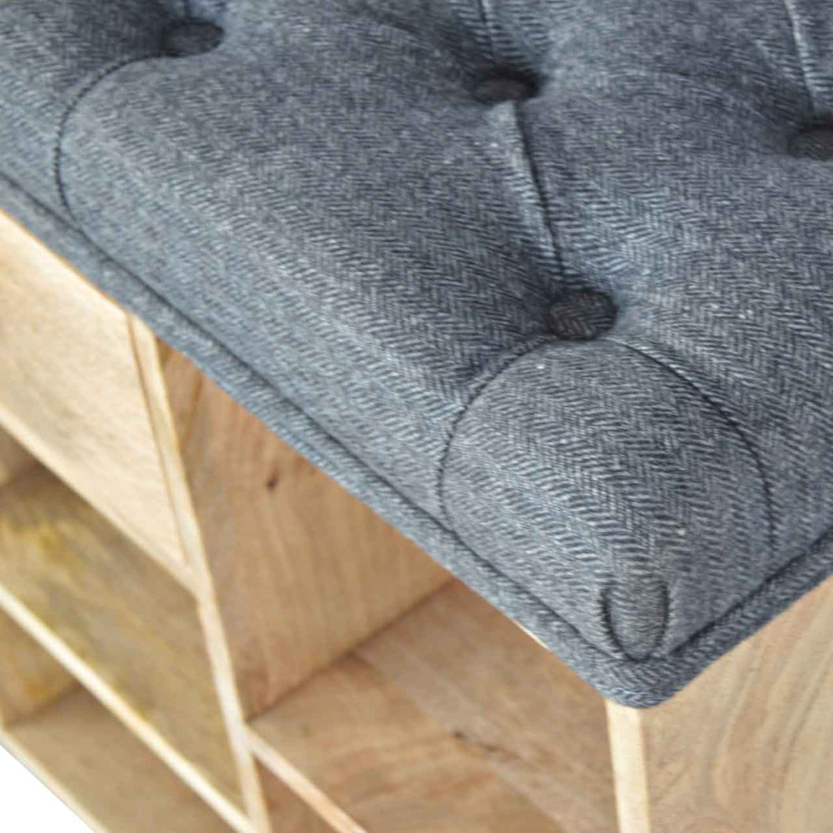 Black Tweed 1-Drawer Bench