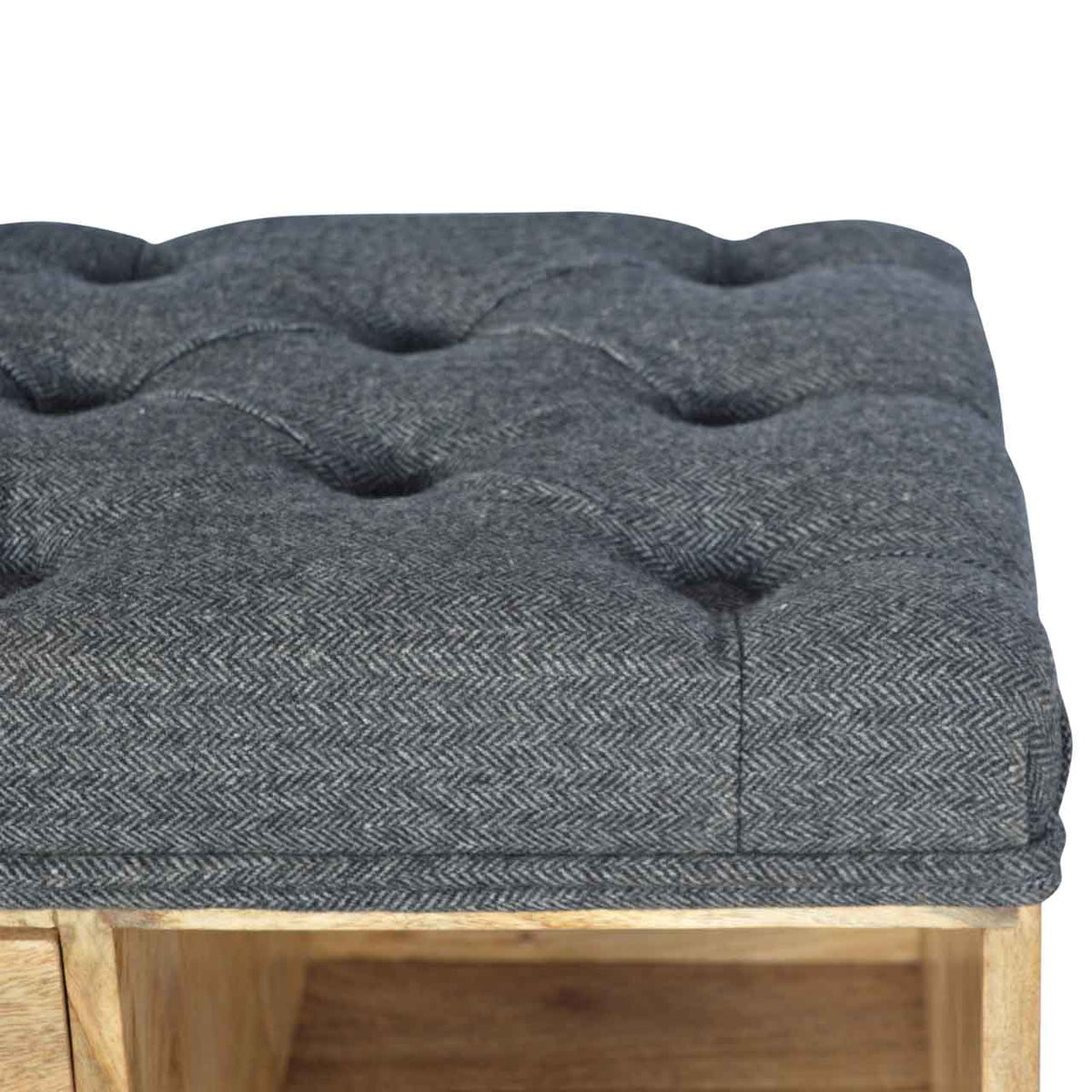 Black Tweed 1-Drawer Bench