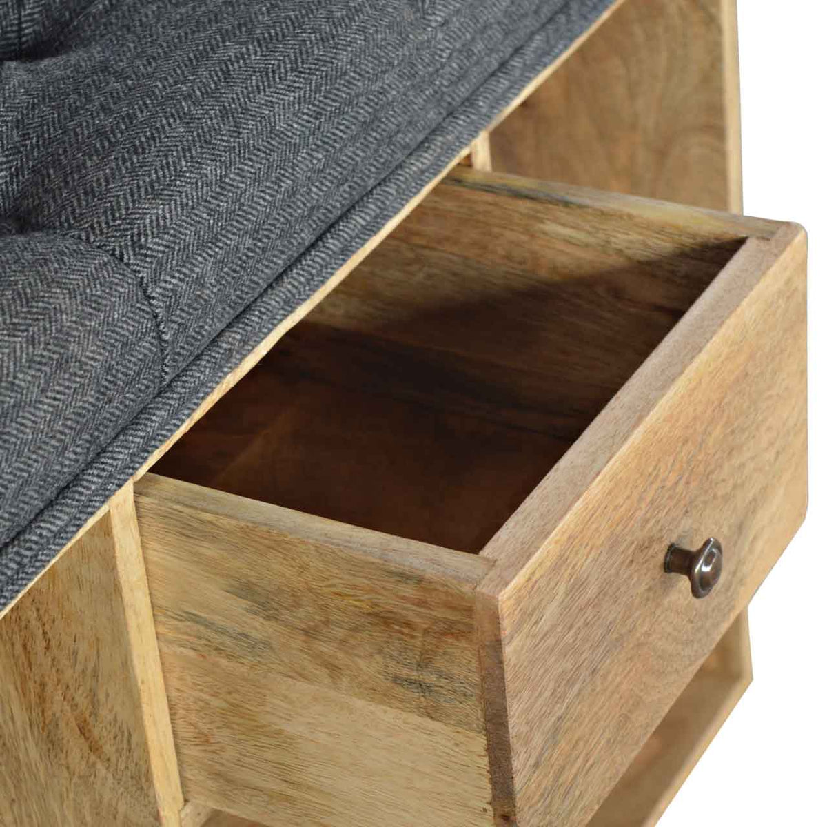 Black Tweed 1-Drawer Bench