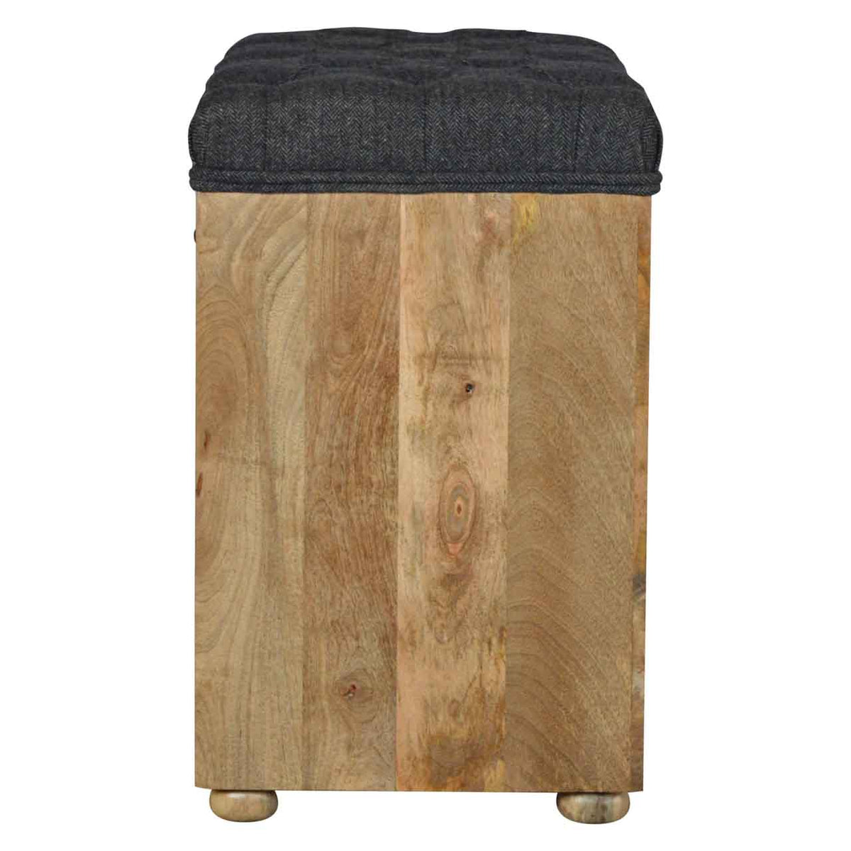 Black Tweed 1-Drawer Bench
