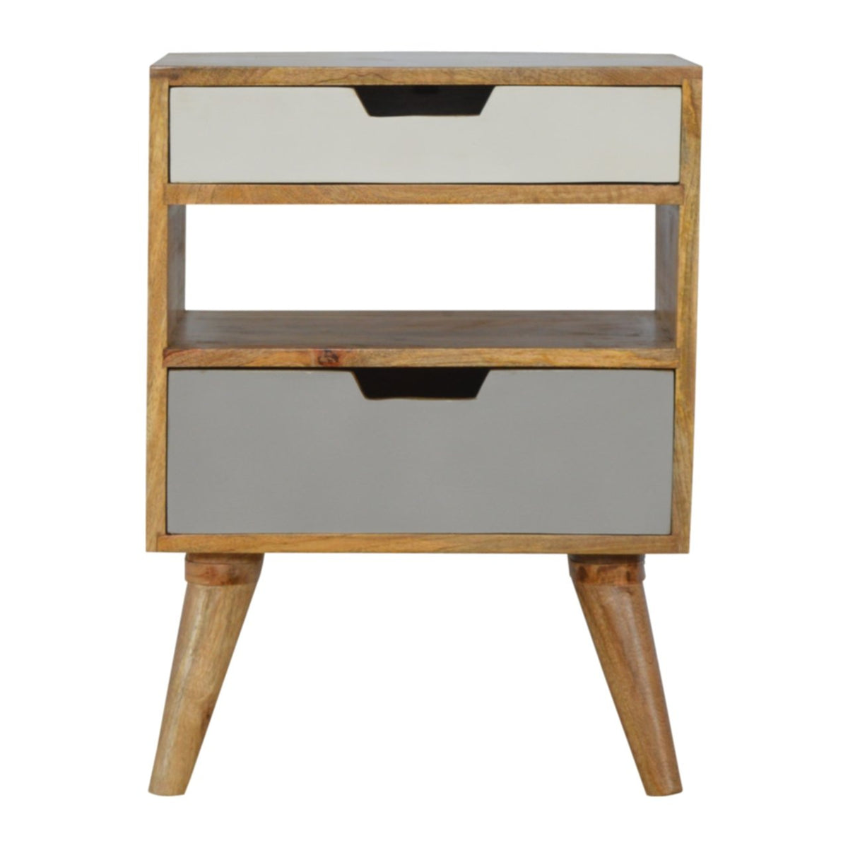 Grey and White Cut-out Bedside Table