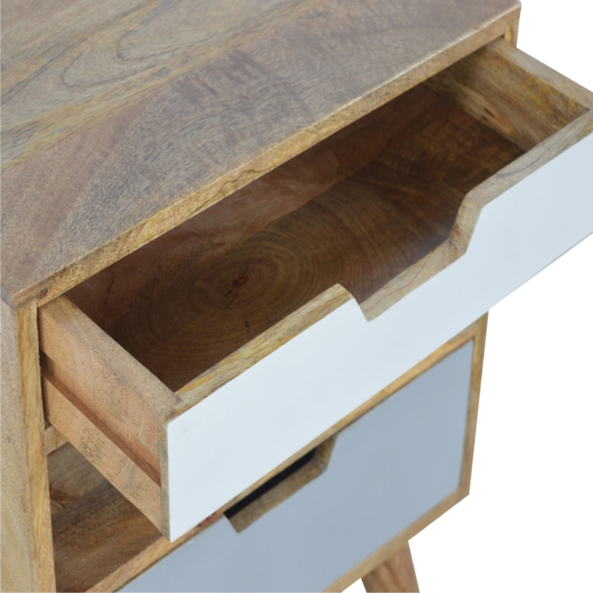 Grey and White Cut-out Bedside Table
