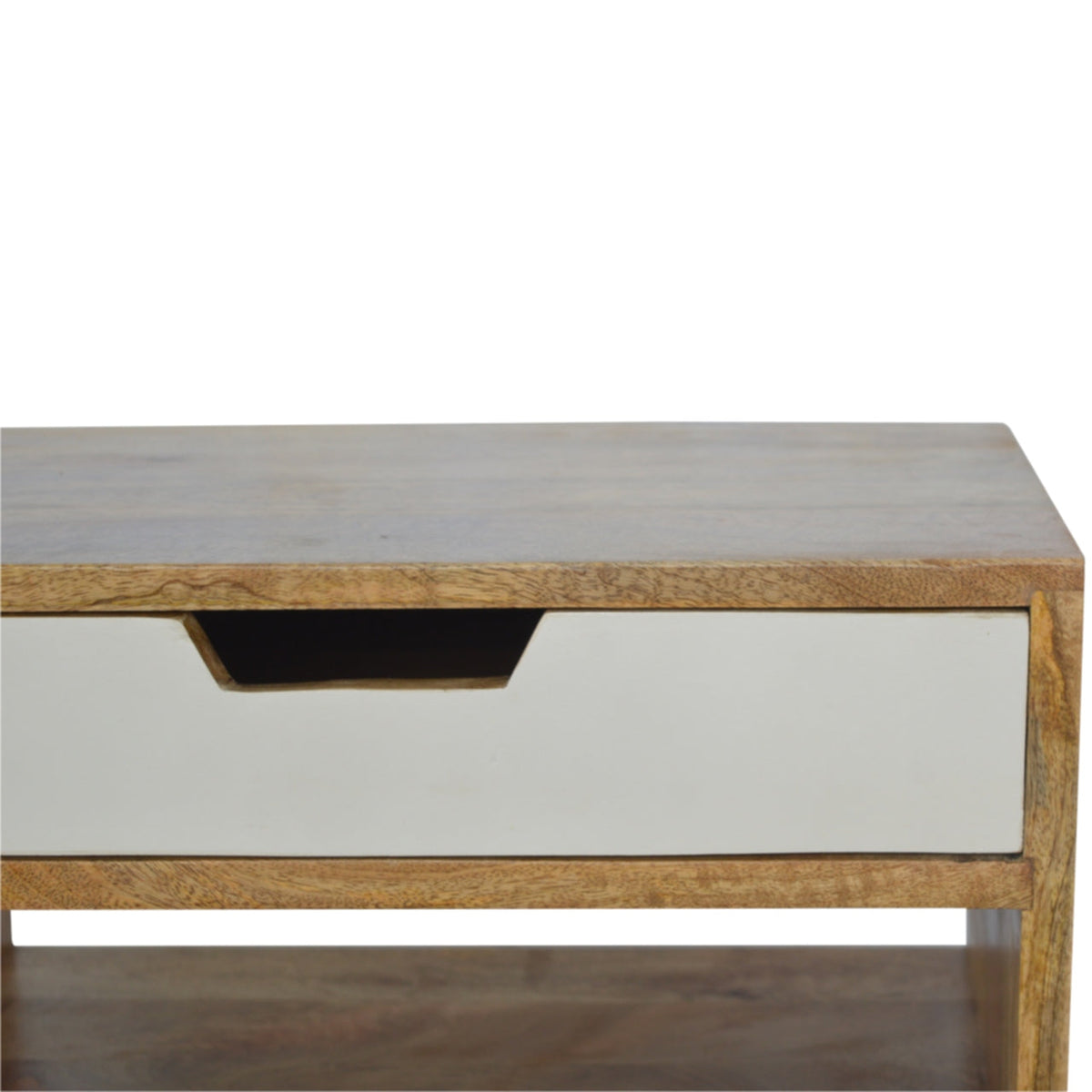 Grey and White Cut-out Bedside Table