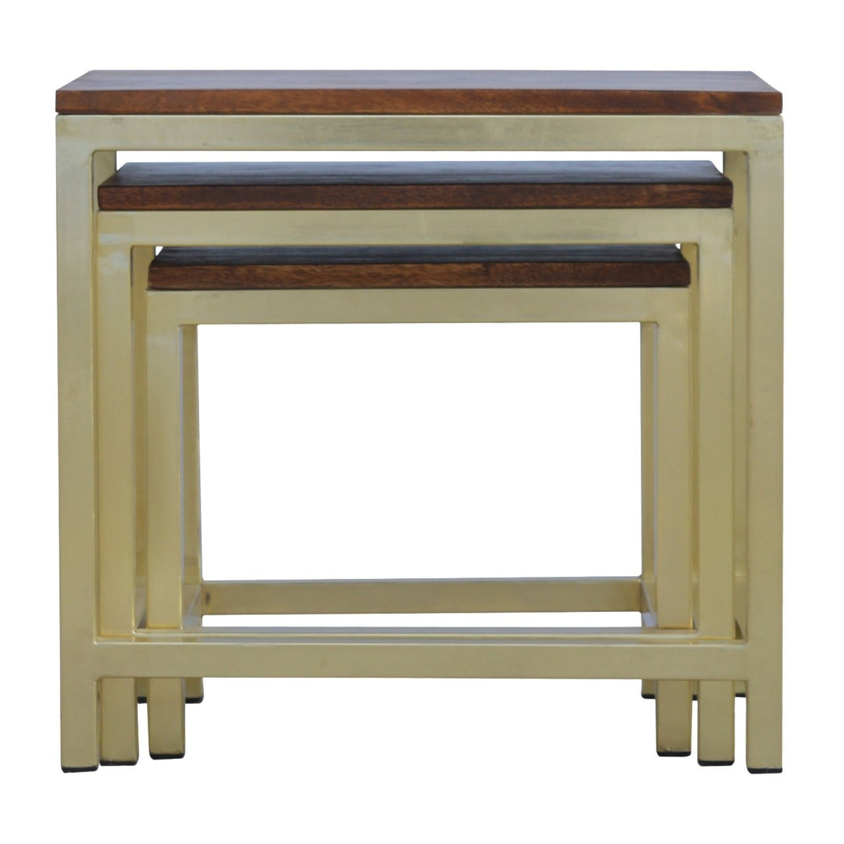 Chunky Gold Stool Set of 3 Footstool