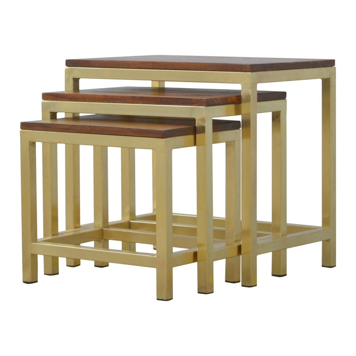 Chunky Gold Stool Set of 3 Footstool