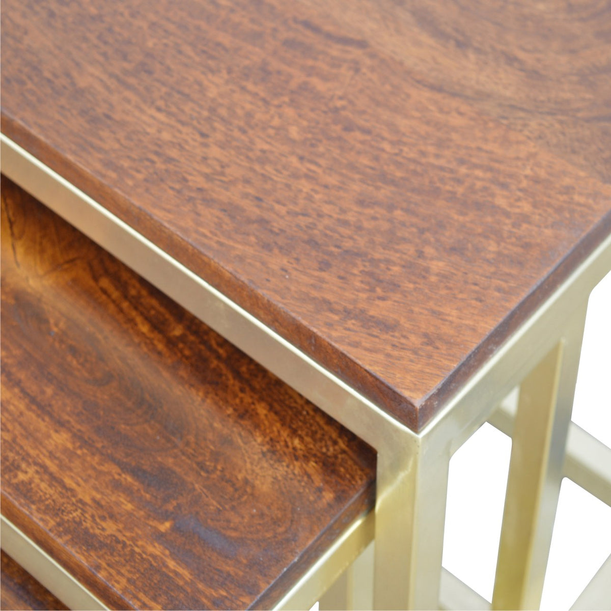 Chunky Gold Stool Set of 3 Footstool