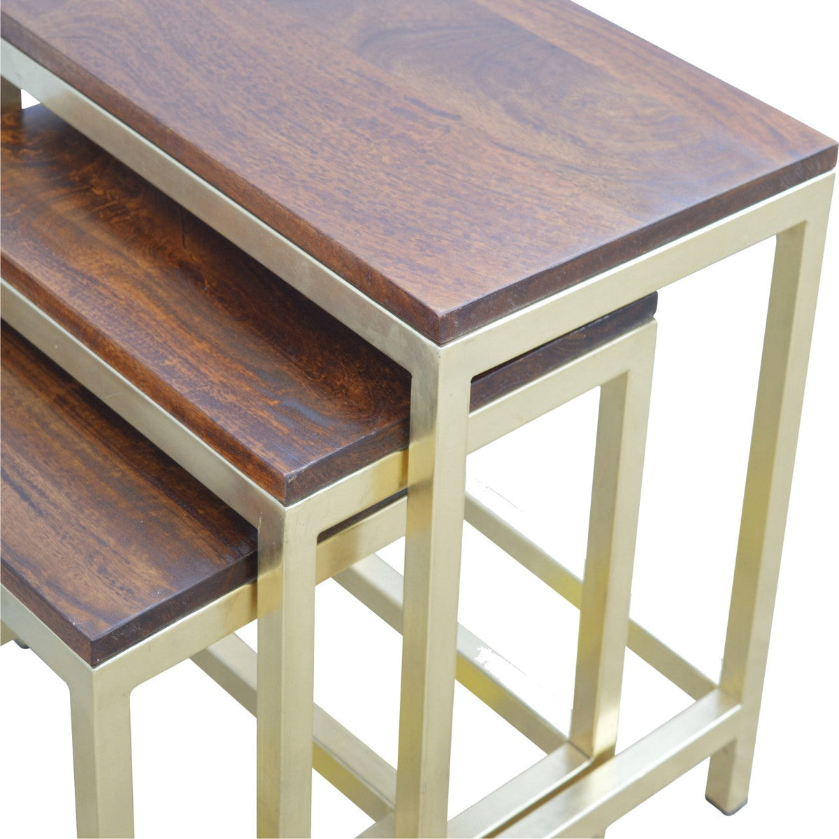 Chunky Gold Stool Set of 3 Footstool