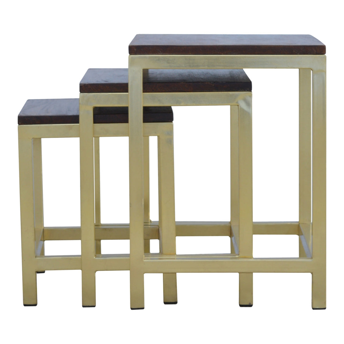 Chunky Gold Stool Set of 3 Footstool