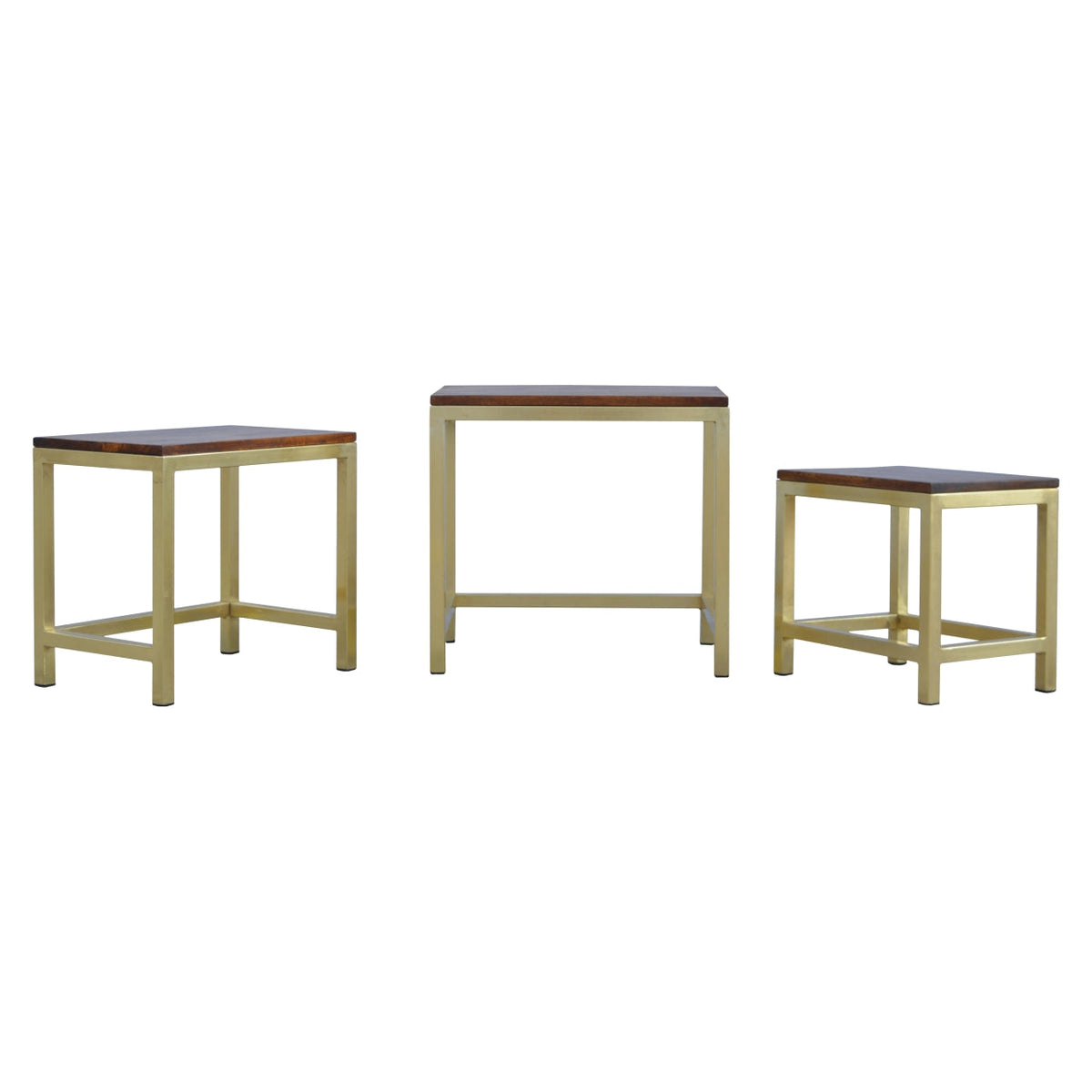 Chunky Gold Stool Set of 3 Footstool
