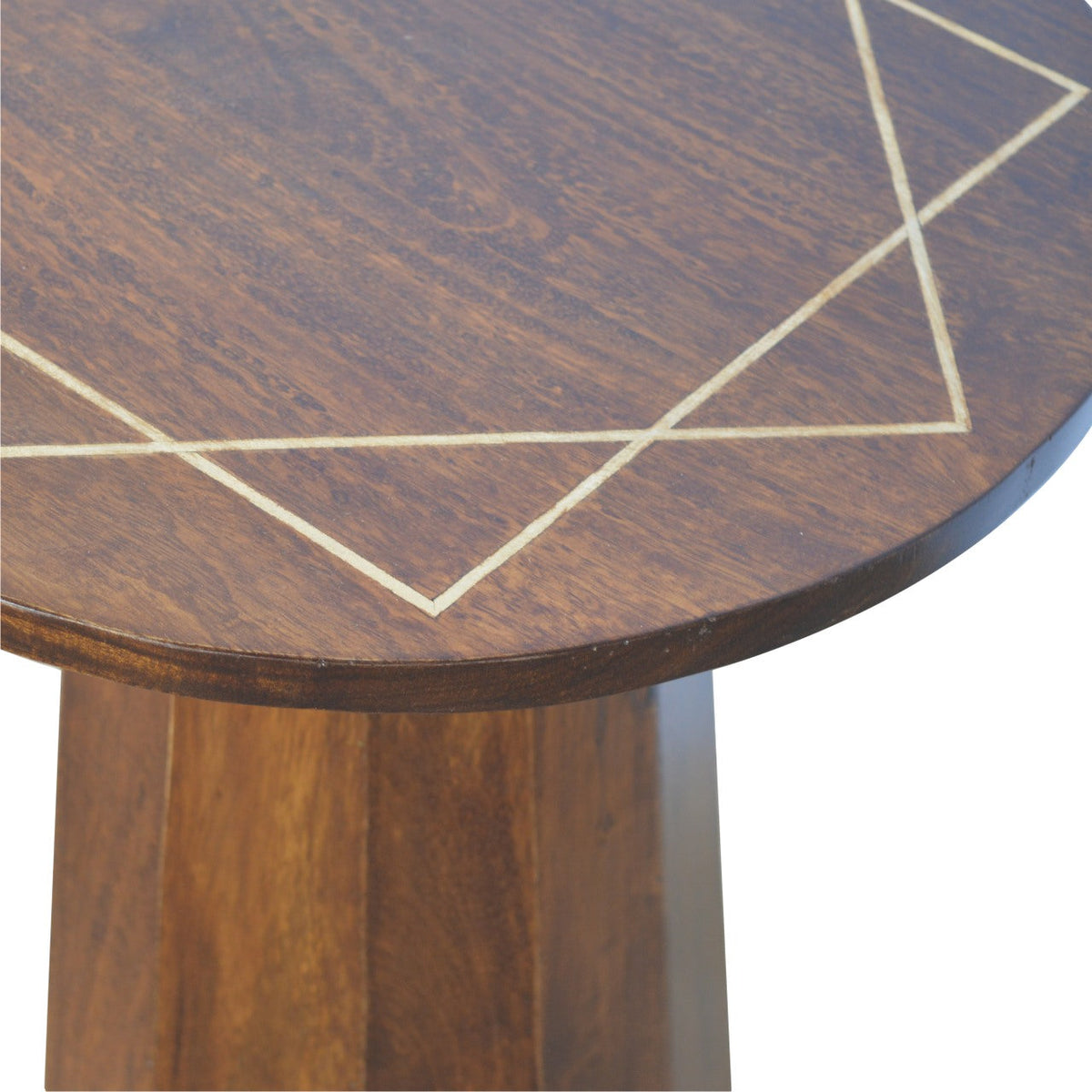 Geometric Brass Inlay End Table Accent Piece