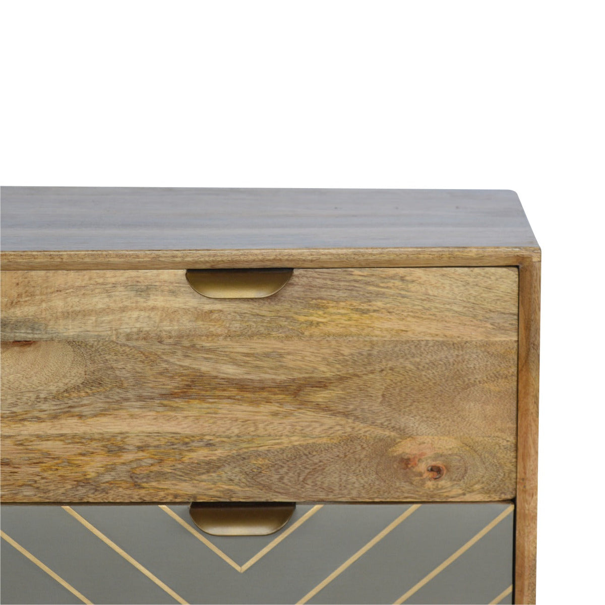 Sleek Cement Brass Inlay Chest of Drawers