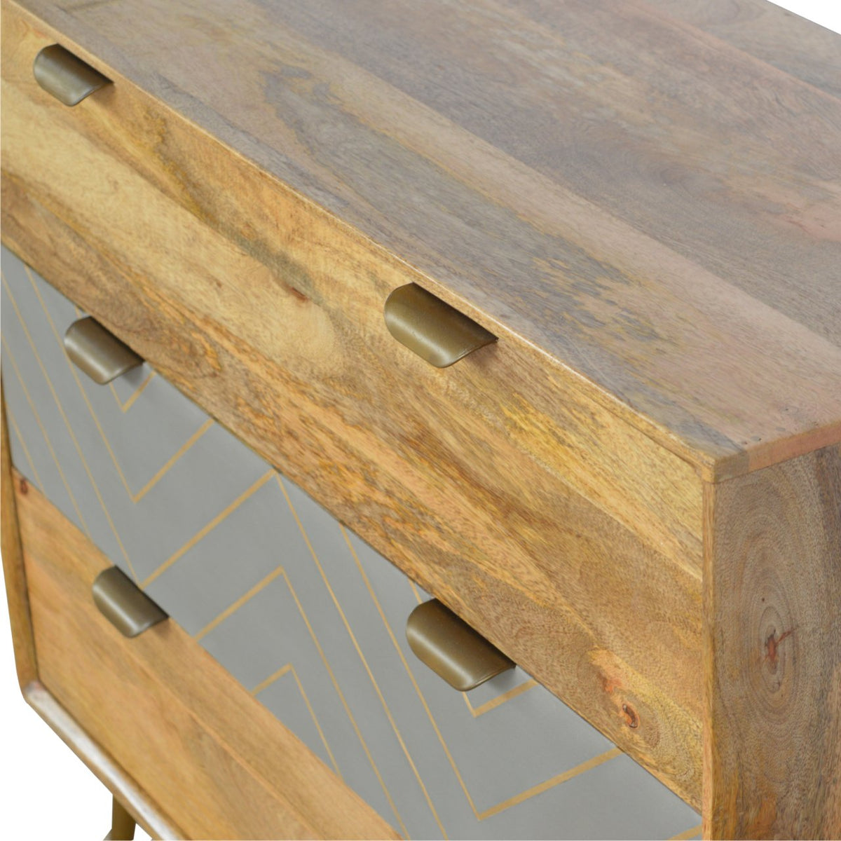 Sleek Cement Brass Inlay Chest of Drawers