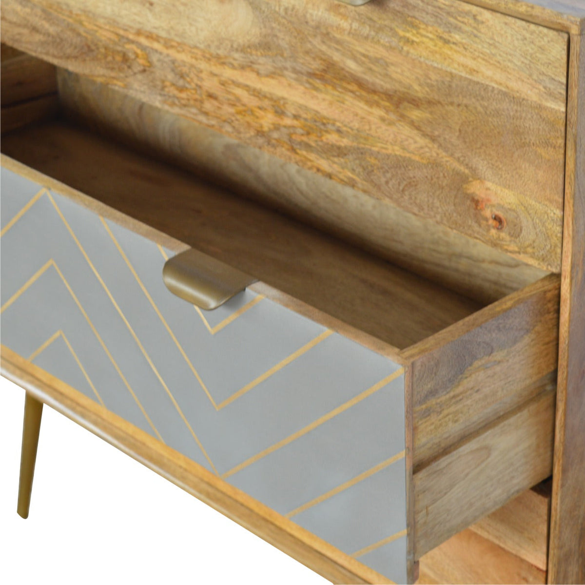 Sleek Cement Brass Inlay Chest of Drawers