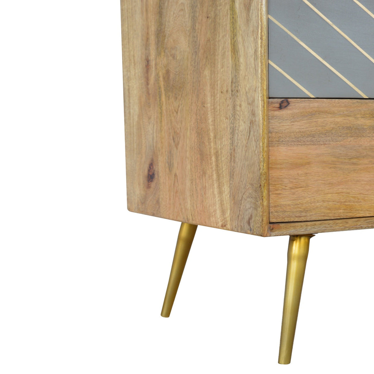 Sleek Cement Brass Inlay Chest of Drawers