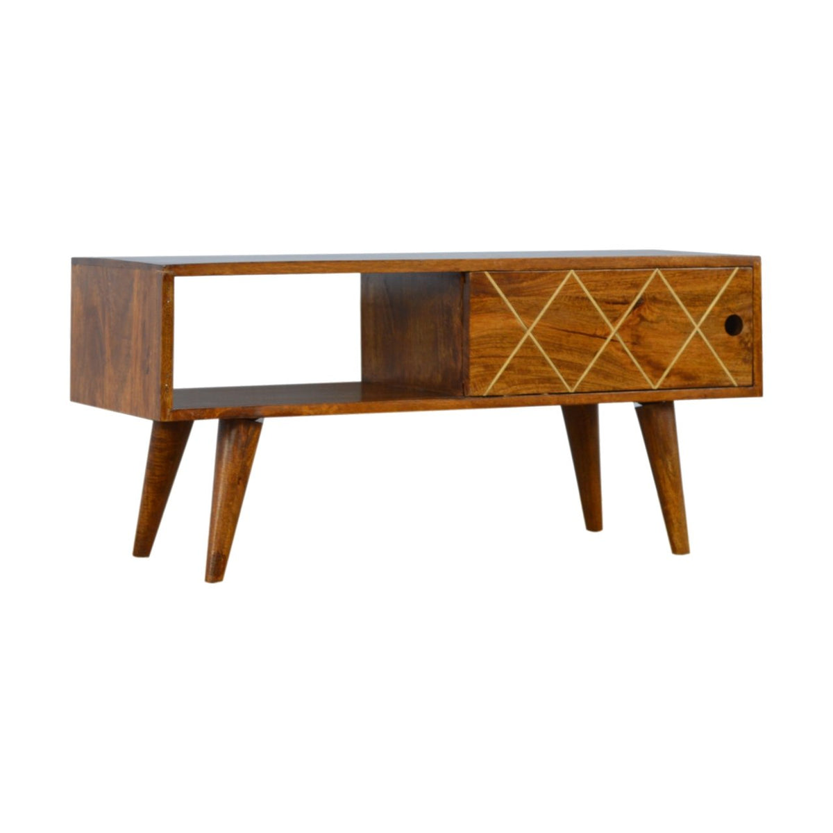 Sliding Brass Inlay TV Media Unit