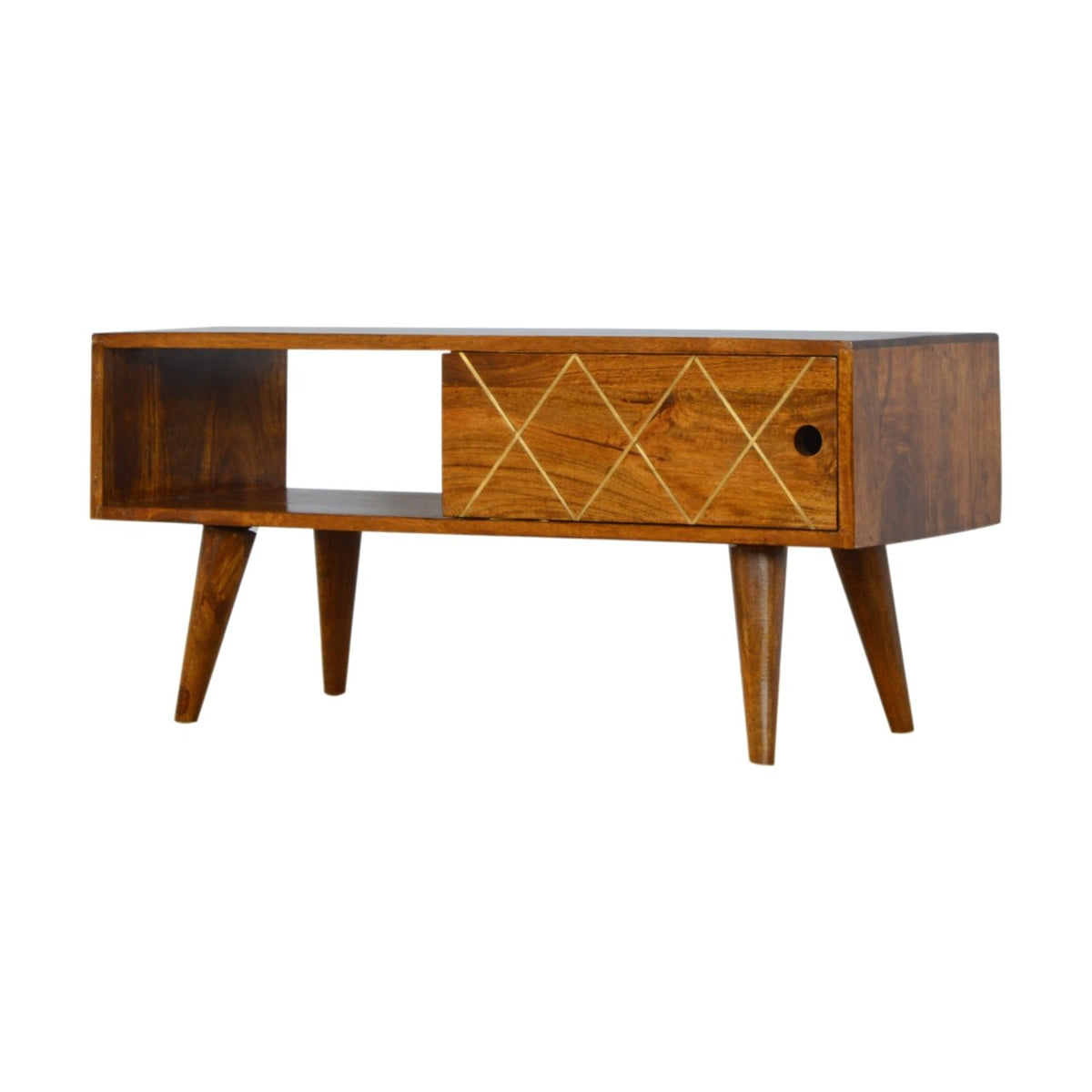 Sliding Brass Inlay TV Media Unit