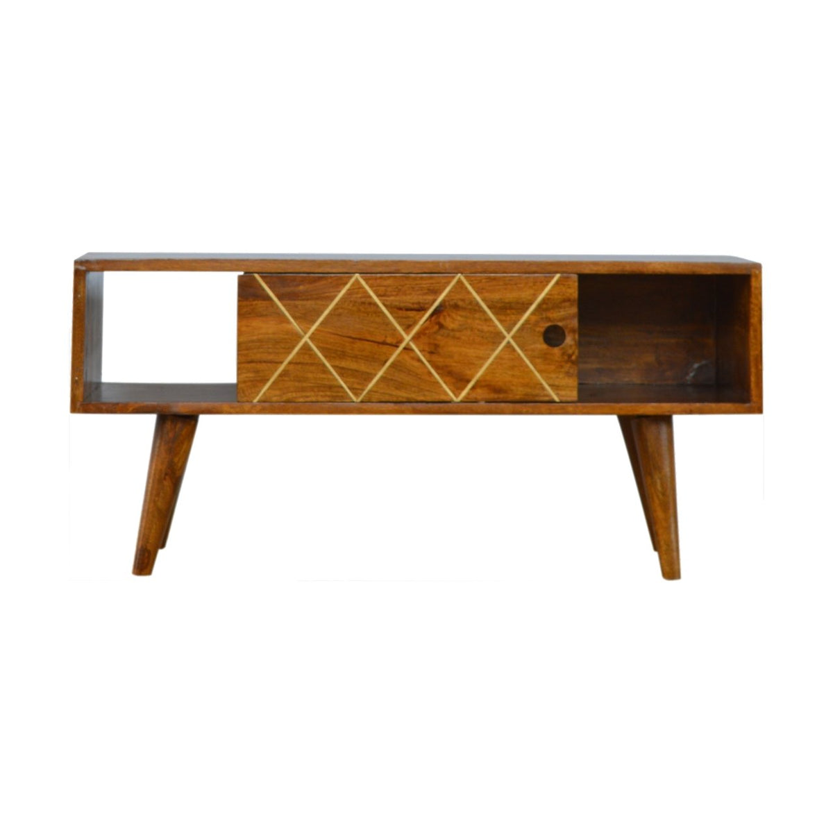Sliding Brass Inlay TV Media Unit