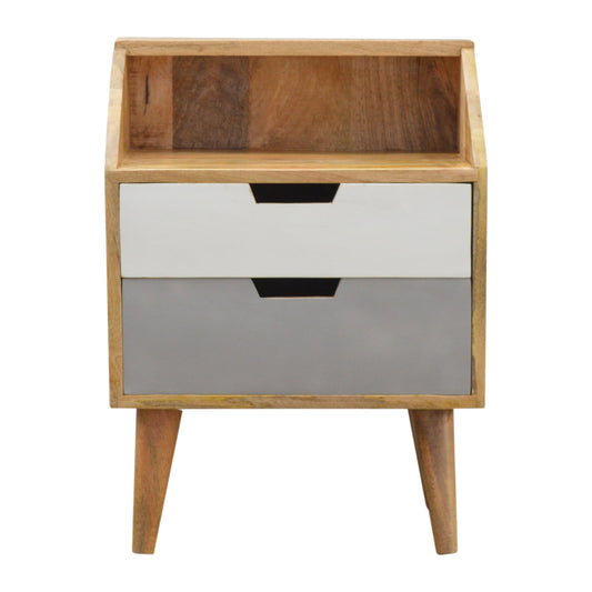 White and Grey Raised Bedside Table