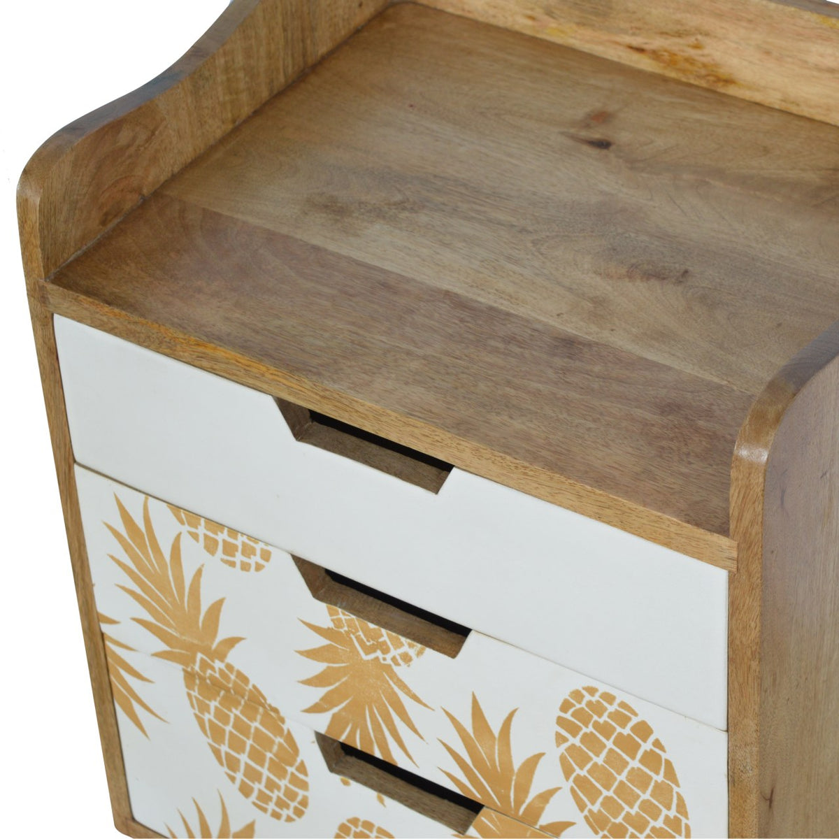 Pineapple Screen Printed Bedside Table