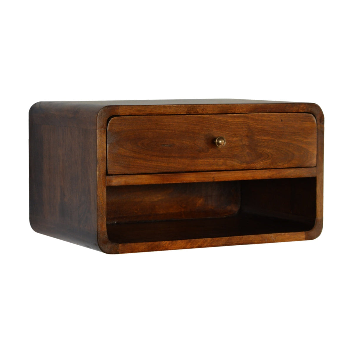 Chestnut Curve Floating Bedside Table