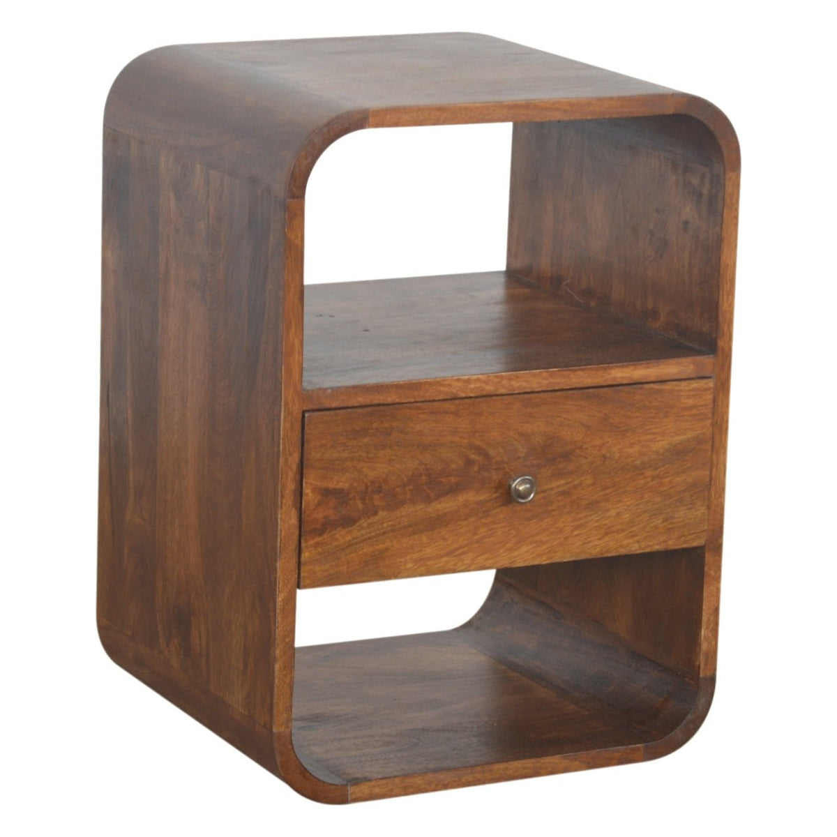 Chestnut Curved Edge Bedside Table