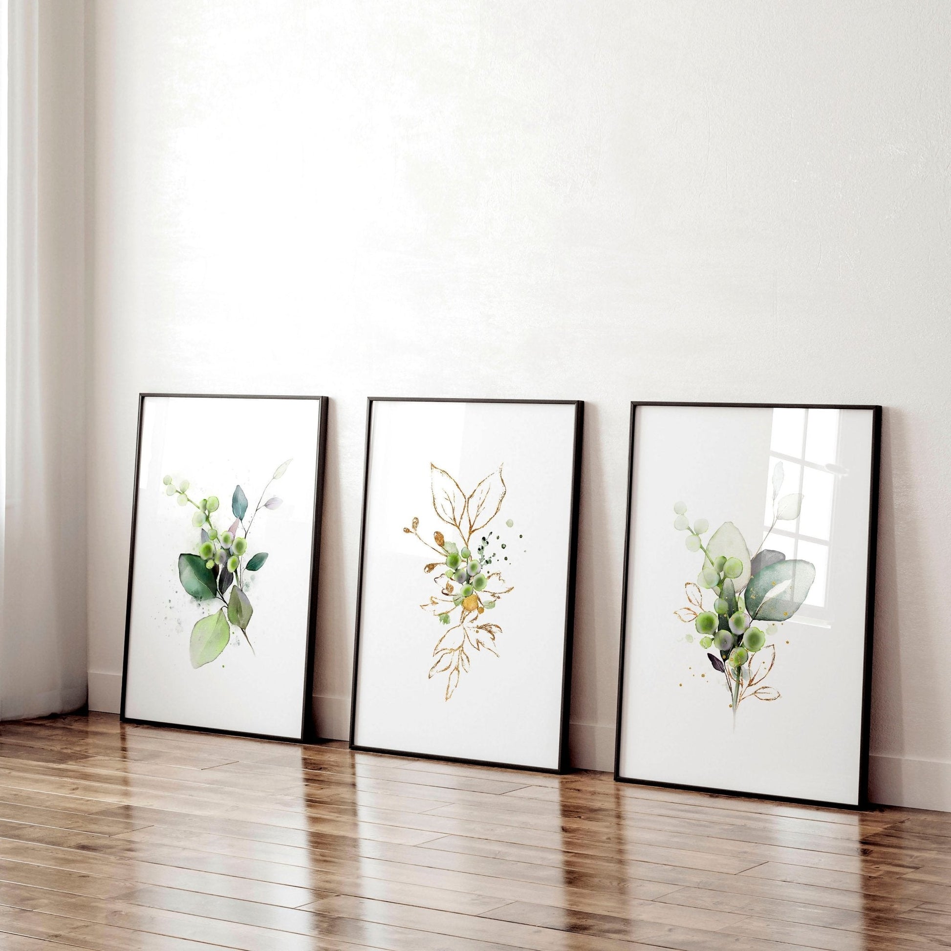 Botanical print framed | set of 3 wall art for home office decor