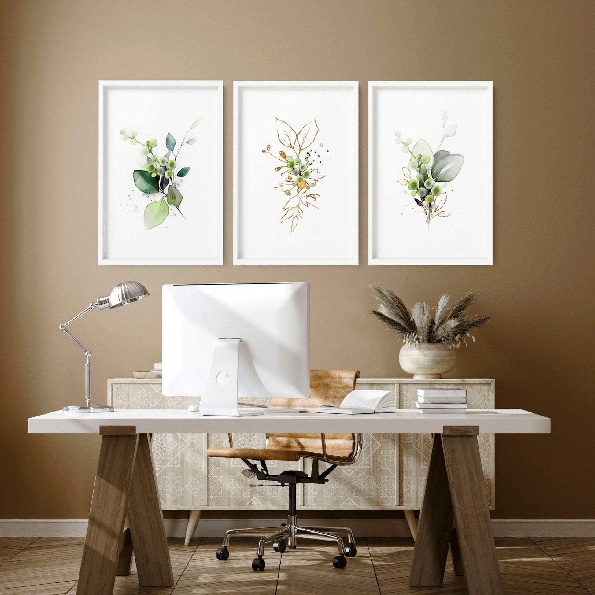 Botanical print framed | set of 3 wall art for home office decor