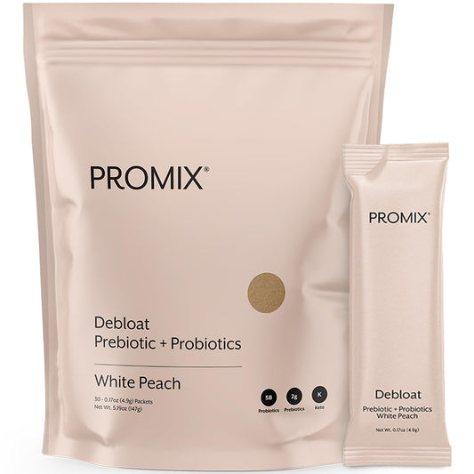 ProMix Nutrition Debloat: Prebiotics & Probiotics for Bloating Relief (White Peach) - 30 Servings
